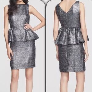 KATE SPADE New York Andi Metallic Peplum
Sheath Dress Sz 10 Gunmetal‎ NWOT